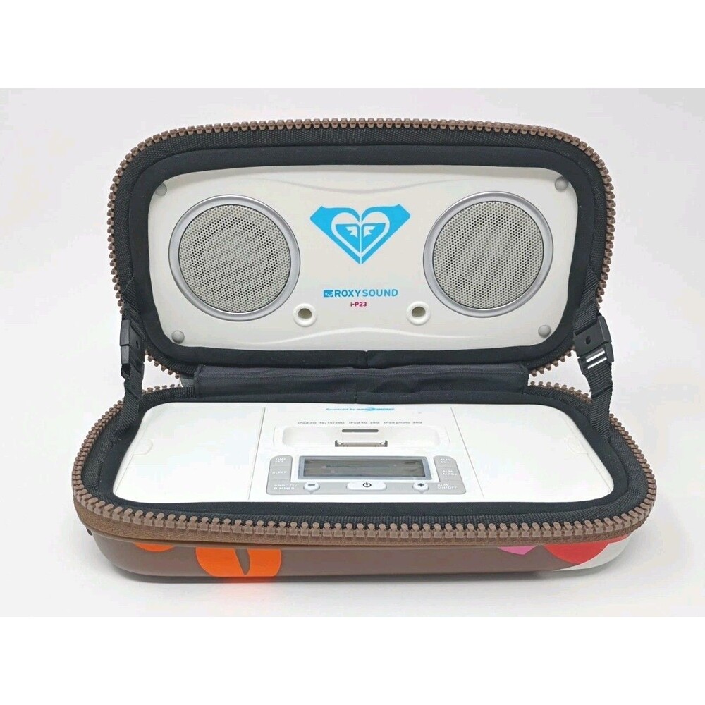 Sonic Impact Roxy Sound Portable iPod Dock Alarm Clock Speaker Case